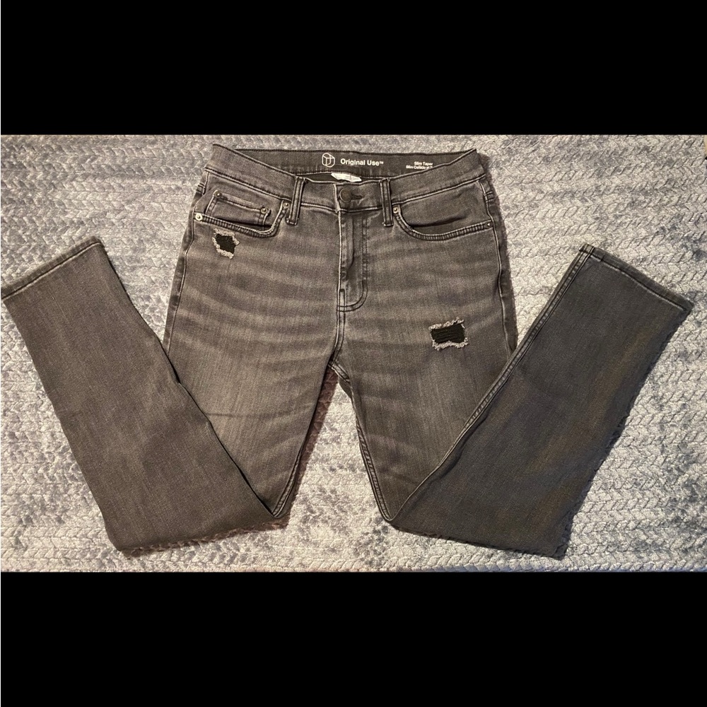 Original Use Men's Gray Distressed Jeans